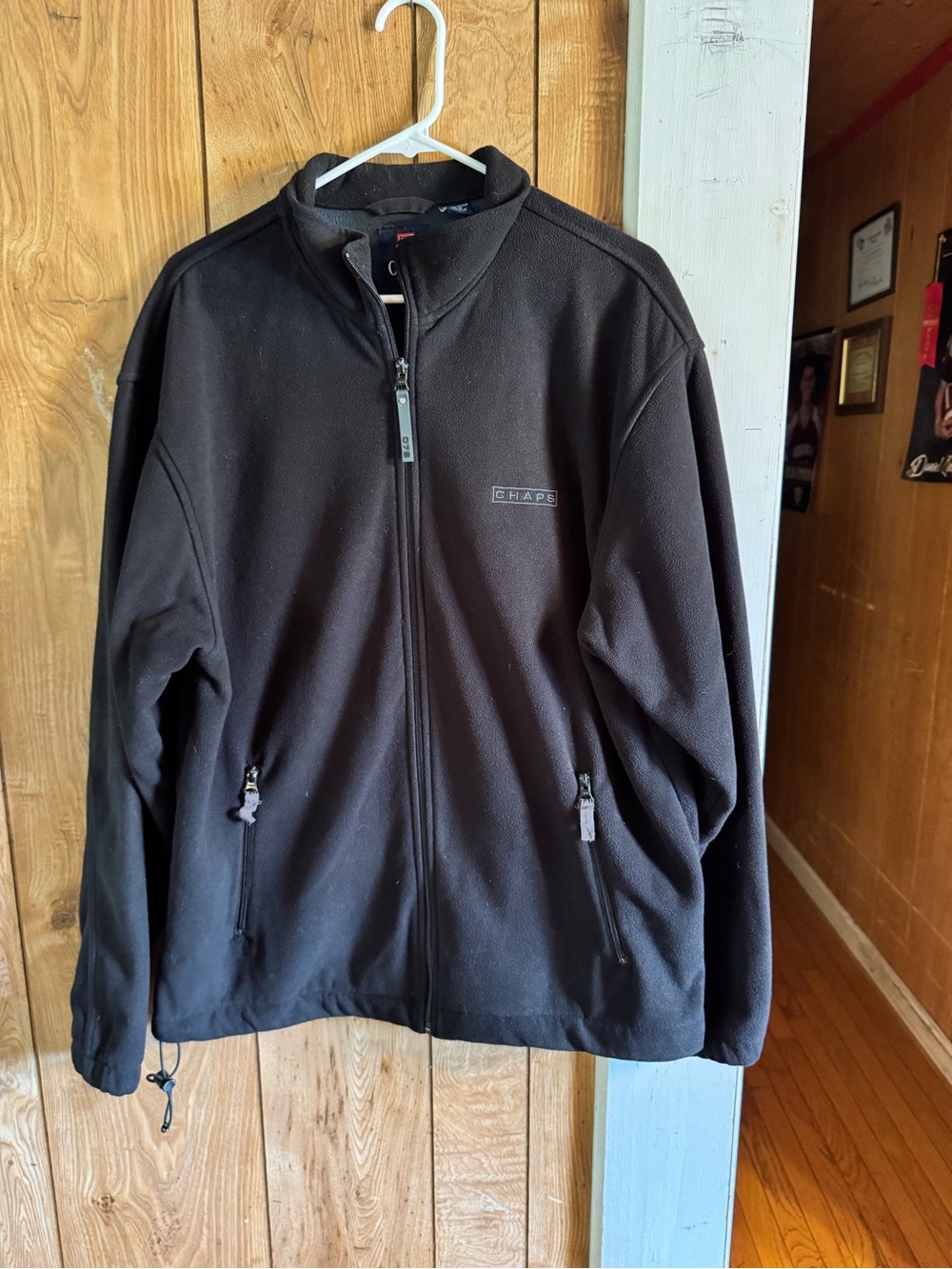 Chaps Black Lightweight Full-Zip Fleece Jacket